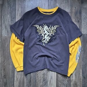 Kids Dragon Graphic Shirt - Gray and Yellow